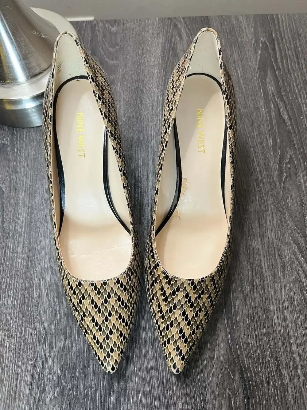 Nine West Women's Garisono Snake Print Pointed-Toe Kitten Heel Pumps